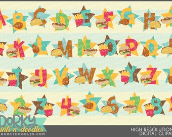 Lindo rápido alfabeto alfabeto Clipart -uso comercial personal y limitado- Letras y números divertidos Clipart