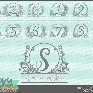 Monogramm Alphabet Clipart -PNG Art- Instant Download - Zahlen, Buchstaben, Schriftart