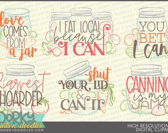 Canning Sayings Clipart -Personal and Limited Commercial Use- Cute Canning Designs for Sublimation, Cookies, and Stickers