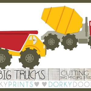 Cement Mixer and Dumptruck SVG Files, Cuttable - svg, mtc, jpg, studio 3, and dxf files