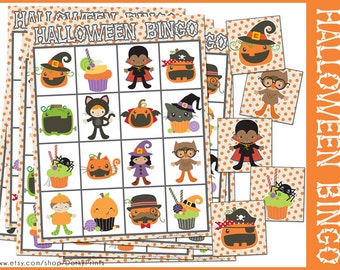 Halloween Bingo Game Printable -Preschool and Kindergarten Bingo- Halloween Party Printable