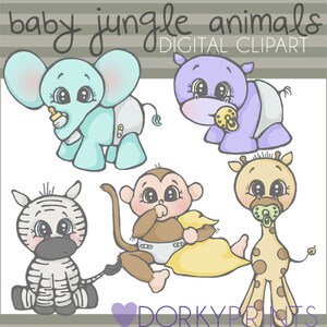 Baby Clipart Set Jungle Animals -Personal and Limited Commercial Use- cute babies clip art