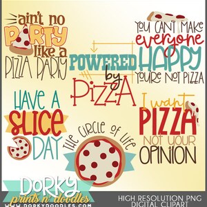 Pizza Party Clipart -Personal and Limited Commercial Use- Cute and Funny Words and Titles Clip Art