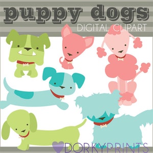 Dog Clipart Puppy Dogs -Personal and Limited Commercial Use- Colorful Dog Clipart, Chihuahua, Poodle, Dachshund
