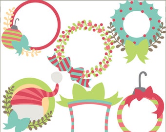 Christmas Clipart Striped Frames -Personal and Limited Commercial Use- Holiday Clip art Scrapbook Frames