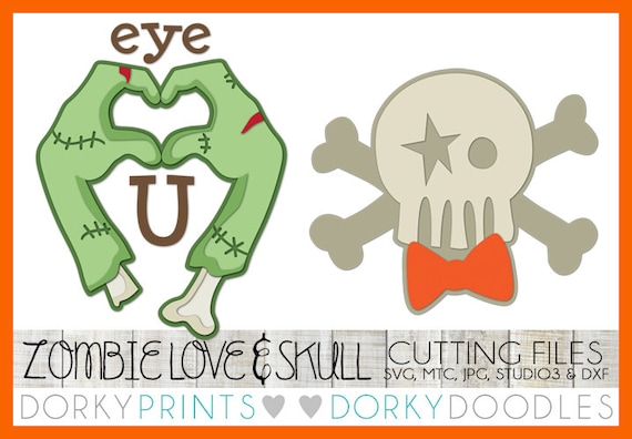 Halloween Cuttable Files -For Use with Cutting Machines - svg, mtc, jpg, studio 3, and dxf files - Zombie and Skull SVG