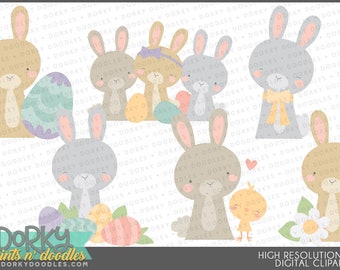 Easter Bunnies Clipart -Personal and Limited Commercial Use- Cute and Simple Bunny Clip Art