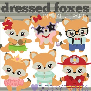 Fox Clipart Set -Personal and Limited Commercial Use- ballerina fox, fireman fox, fox nerd, fox clip art