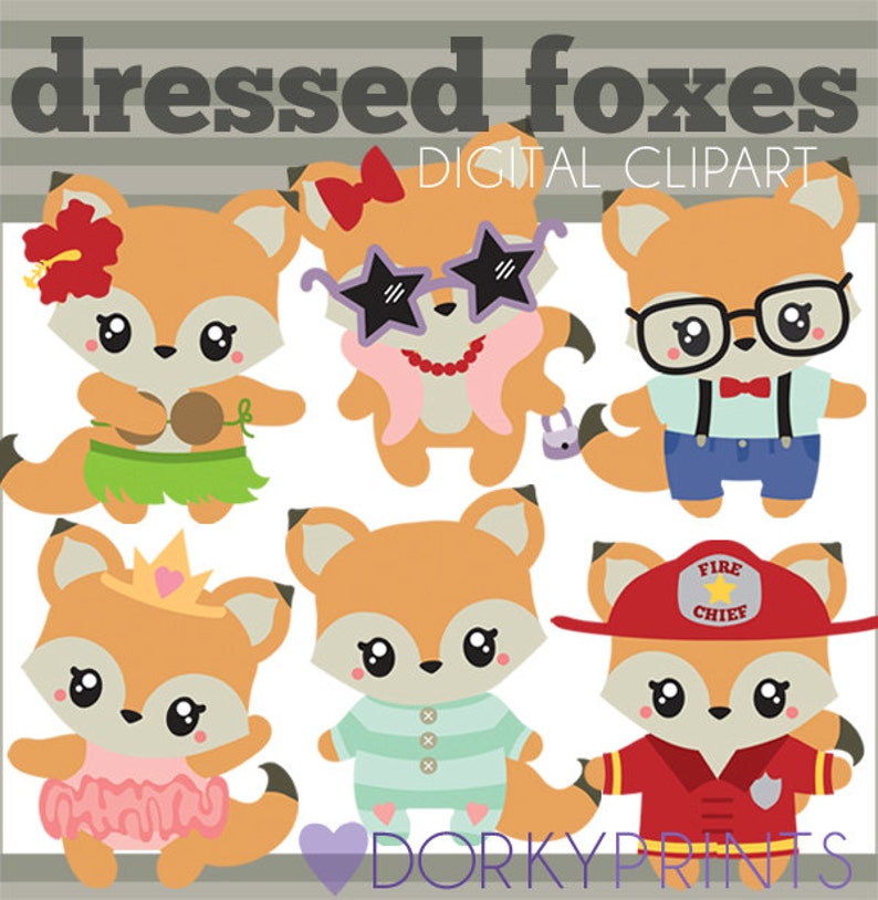 Fox Clipart Set -Personal and Limited Commercial Use- ballerina Fox Clipart Set -Personal and Limited Commercial Use- ballerina