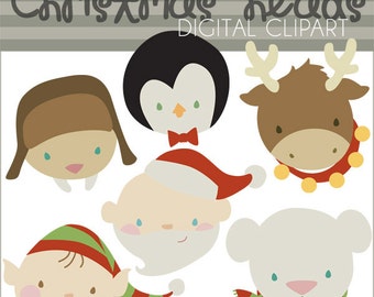 Christmas Clipart -Personal and Limited Commercial Use- Santa, Elf, Polar Bear, Penguin, Walrus, Reindeer, Holiday Clip art