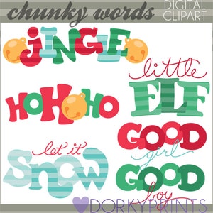 Christmas Clipart Christmas Sayings -Personal and Limited Commercial Use- Chunky Words Holiday Clip art