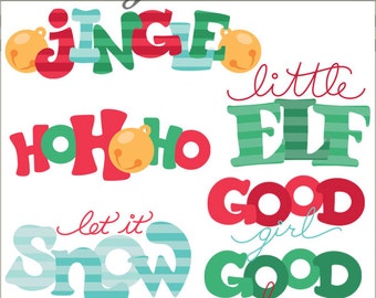 Christmas Clipart Christmas Sayings -Uso commerciale personale e limitato - Chunky Words Holiday ClipArt