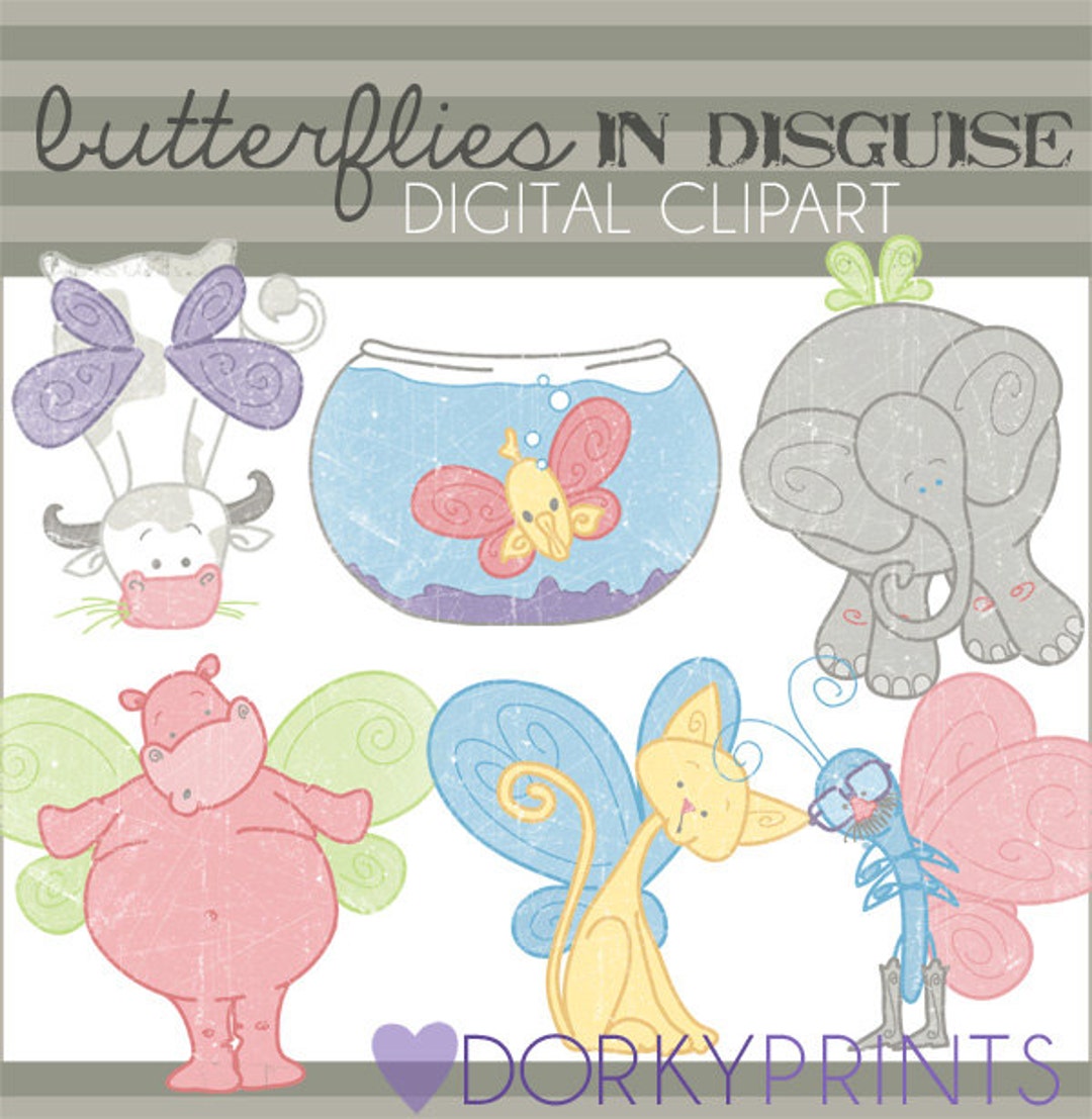 Spring Clipart Butterflies in Disguise personal and Limited Etsy