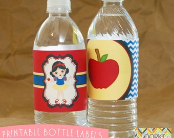 Snow White Birthday Party Printable Bottle Labels PDF - Printable Party Supplies - Princess Party DIY