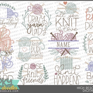 Tricô Provérbios Clipart - Cute Knit Craft Wordart Arquivos PNG