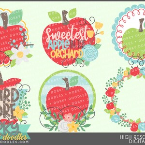 Cute Apple Clipart -Personal and Limited Commercial Use- Instant Download - Food Clip art