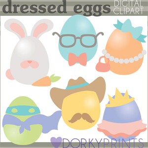 Easter Clipart Dressed Up Eggs -Personal and Limited Commercial Use- Spring Clipart, Easter Egg Clip art