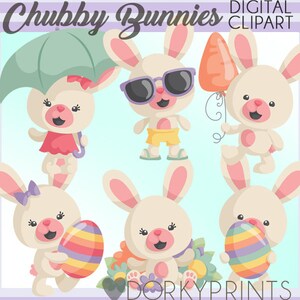 Easter Clipart Set -Personal and Limited Commercial Use- Cute Chubby Easter Bunny Clip Art