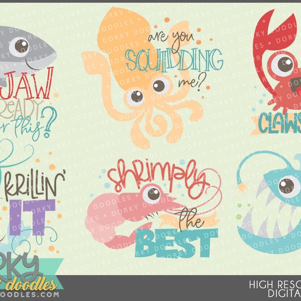 Beach Puns Clipart - Cute and Funny Beach PNG Files