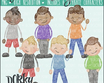 Watercolor Family Characters PNG Artwork - Digital File - for heat press, planners, cookies, and crafts