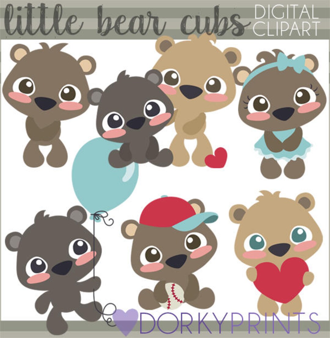 Bear Cubs Clipart personal and Limited Commercial Use Kawaii Bears