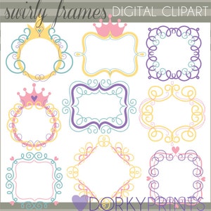 Swirly Frame Clipart  -Personal and Limited Commercial Use- crown and swirls frame clip art