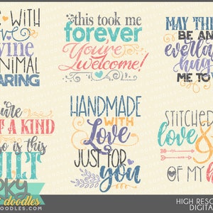 Quilt Tags Clipart -Uso personal y comercial limitado- Linda etiqueta de regalo Clip Art