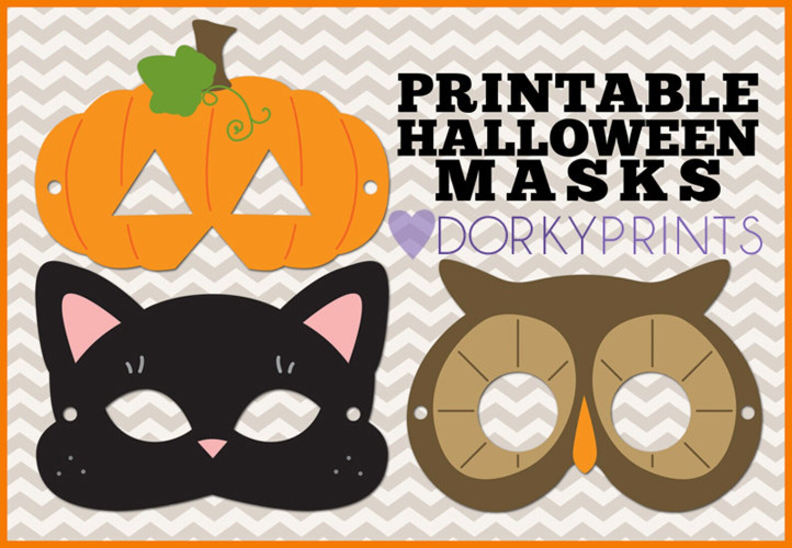 Printable Halloween Masks personal Use Fun Cat Owl Pumpkin Etsy