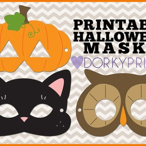 Printable Halloween Masks -Personal Use- Fun Cat, Owl, Pumpkin Masks