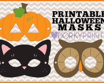 Printable Halloween Masks -Personal Use- Fun Cat, Owl, Pumpkin Masks