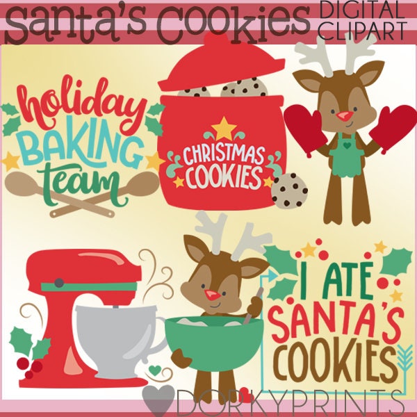 Christmas Clipart -Personal and Limited Commercial Use- Reindeer, Cooking, and word art clip art