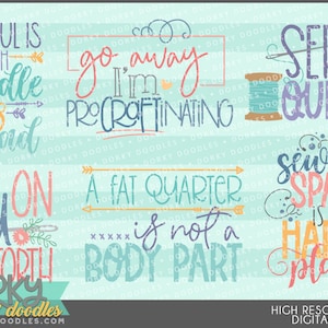 Quilters Wordart Clipart -Personal and Limited Commercial Use- Cute Sewing Clip Art