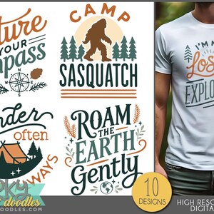 Camping and Nature Sayings PNG Clipart - Whimsical Wordart, Use for Sublimation, Stickers, Classrooms, Cookie Designs, and Parties