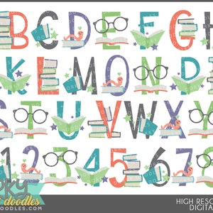 Reading Alphabet Clipart -Personal and Limited Commercial Use- Fun letters and numbers Clipart