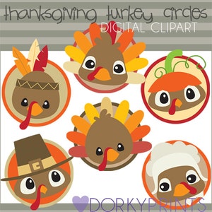 Thanksgiving Clipart Turkey Circles -Personal and Limited Commercial Use- Turkey Clip art
