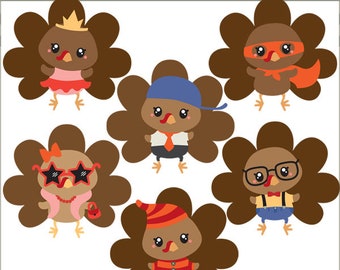 Dressed Turkeys -Personal and Limited Commercial Use- Cute Turkey Clipart