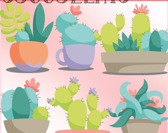 Succulents Clipart -Personal and Limited Commercial - cactus mignon, désert, clip art succulent