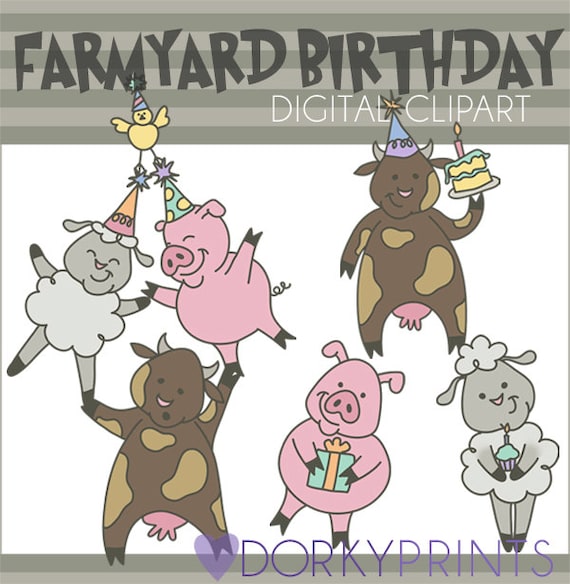 Birthday Clipart Farm Animals personal and Limited Commercial | Etsy