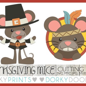 Thanksgiving Cuttable Files -For Use with Cutting Machines - svg, mtc, jpg, and dxf files - Pilgrim Mouse SVG