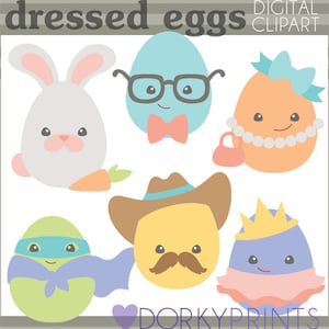 Easter Clipart Dressed Up Eggs with Eyes -Personal and Limited Commercial Use- Spring Clipart, Easter Egg Clipart