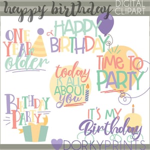 Birthday Clipart -Personal and Limited Commercial Use- Happy Birthday Party Clip Art