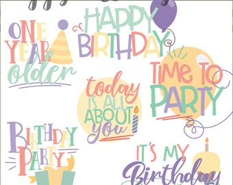 Birthday Clipart -Personal and Limited Commercial Use- Happy Birthday Party Clip Art