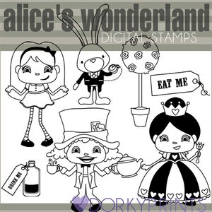Alice im Wunderland Clipart - persönliche und begrenzte kommerzielle -Alice, Königin der Herzen, weiße Kaninchen, Mad Hatter