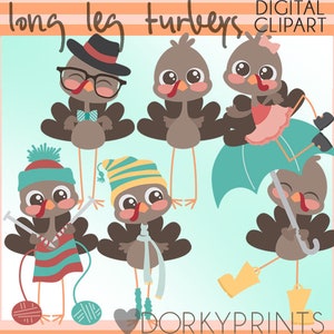 Long Leg Turkeys -Personal and Limited Commercial Use- Cute Turkey Clipart