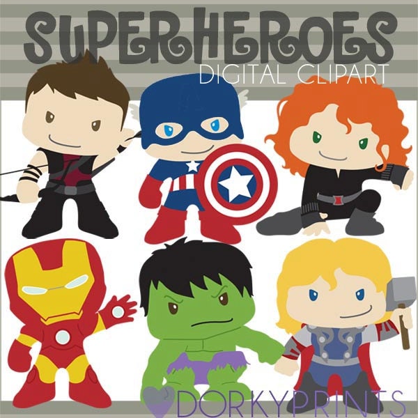 Superhjälte Clipart - Personlig och begränsad kommersiell användning - Superhjältar Clip Art