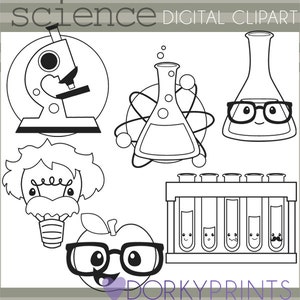 Terug naar school clipart-persoonlijke en beperkte commercieel gebruik-Science zwarte lijn illustraties, klas clipart