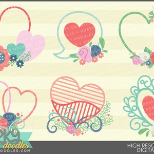 Cute Hearts Clipart -Personal and Limited Commercial Use- Simple and Fun Hearts and Swirls Valentine Clip Art