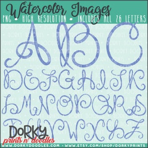 Paulette Alphabet Watercolor PNG Artwork - Arquivo digital - para prensa térmica, planejadores, biscoitos e artesanato