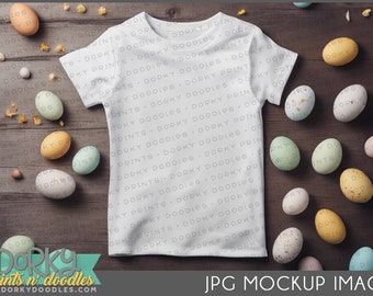 Spring & Easter Tshirt Mockup for Crafters - White Kid Shirt for Creating Mockup Images