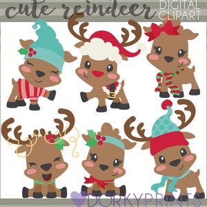 Christmas Clipart Cute Reindeer -Personal and Limited Commercial Use- Santa Reindeer Clip art